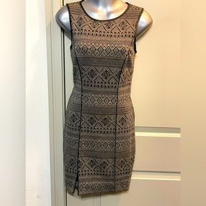 Willow & Clay - black dress with faux leather trim and slit